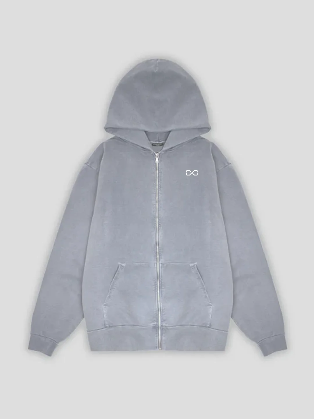 Oracle Boxing Zip Hoodie in Steel - Front View
