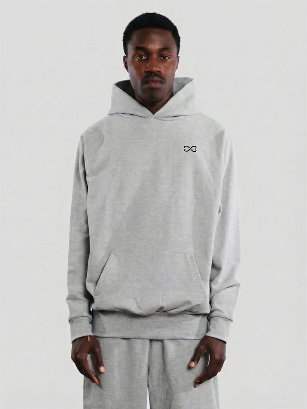 Oracle Boxing Hoodie in Grey - Model Front View