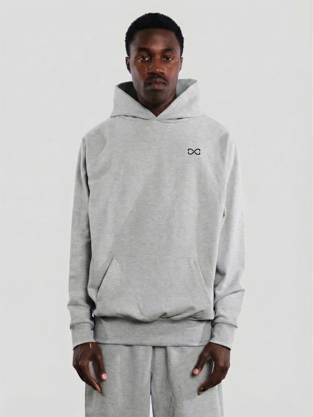Oracle Boxing Hoodie in Grey - Model Front View